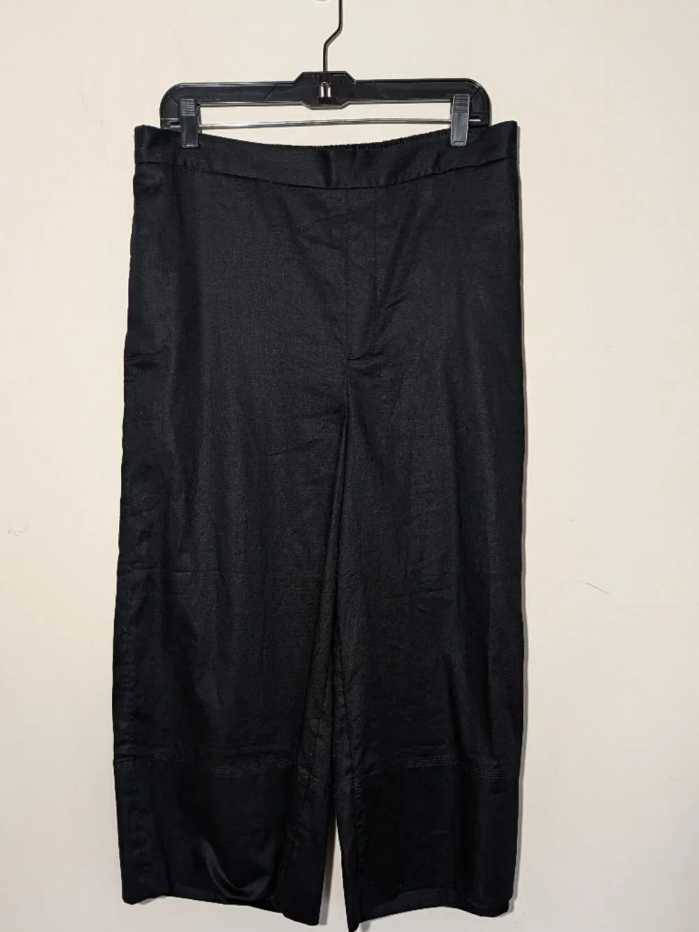 Banana Republic Linen-Blend Wide Leg Cropped Pull-On High Rise Pants Sz L Black